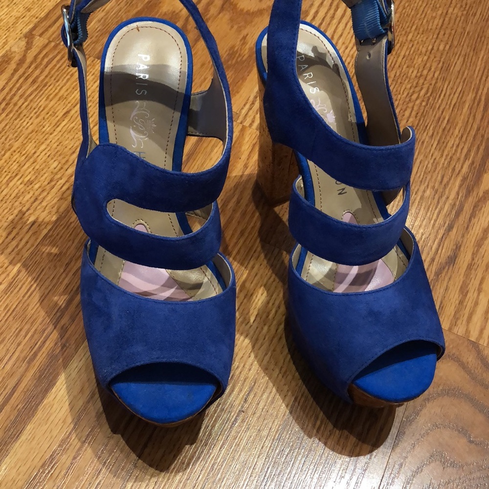 Paris Hilton Blue Suede Platform Shoe